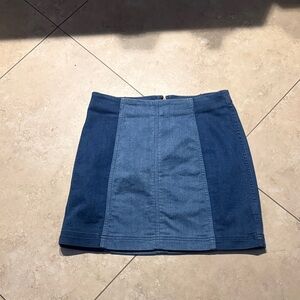 Free People Two-Tone Blue Denim Mini Skirt